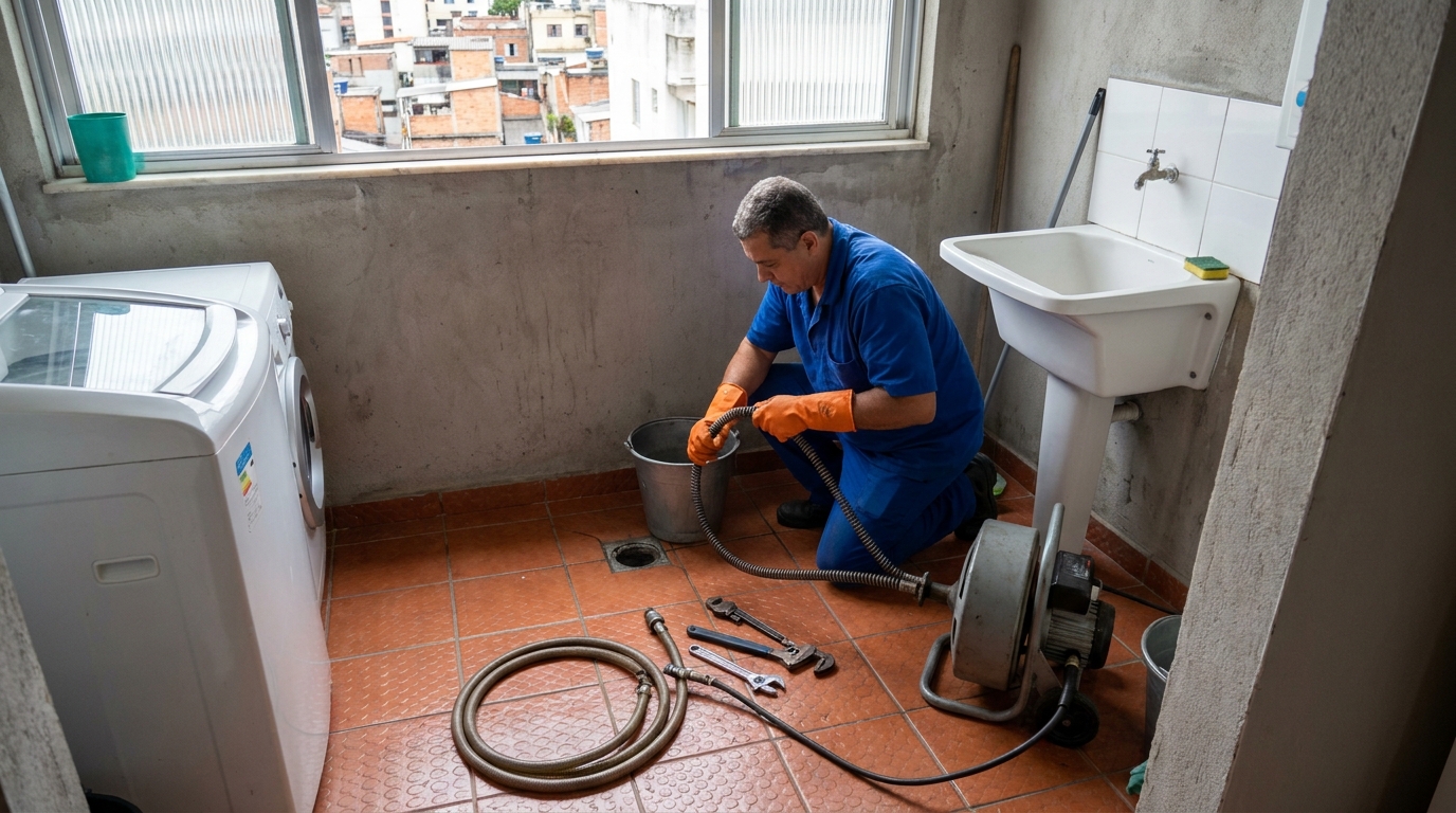 Desentupimento de ralo com equipamento em Natal‑RN