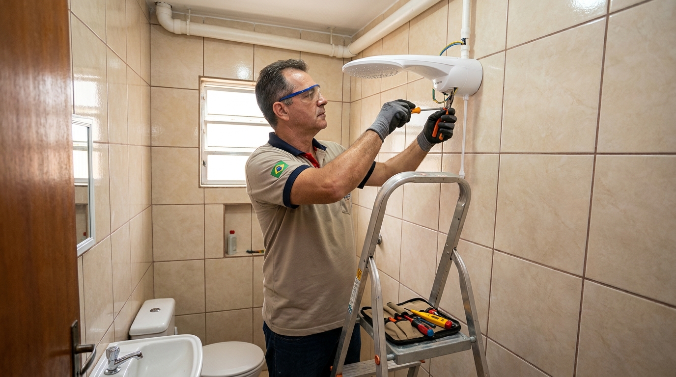 Instalação de chuveiro no banheiro em Natal‑RN